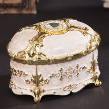 Load image into Gallery viewer, Metal Oval Diamond Jewelry Storage Box Birthday Wedding Gift, 8.5x6x6cm, 11x7.5x7cm