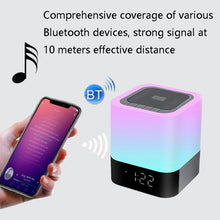 Load image into Gallery viewer, MUSKY Wireless Bluetooth Speaker Bedside Alarm Clock Touch Sensor Night Lamp Mini Speaker, Colorful Light, White Light