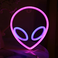 Load image into Gallery viewer, LED Personalized Neon Decorative Light Modeling Light USB Battery Box Dual Purpose, Spec:, Alien, Planet, Rocket