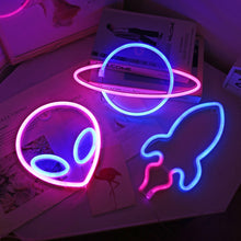 Load image into Gallery viewer, LED Personalized Neon Decorative Light Modeling Light USB Battery Box Dual Purpose, Spec:, Alien, Planet, Rocket