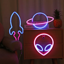 Load image into Gallery viewer, LED Personalized Neon Decorative Light Modeling Light USB Battery Box Dual Purpose, Spec:, Alien, Planet, Rocket