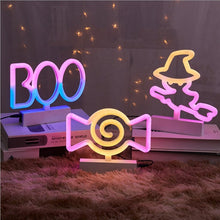 Load image into Gallery viewer, LED Neon Light Festive Atmosphere Decoration Lights Bar Shop Decoration Lights, Witch Hat, Broom Witch, Round Bottle, Long Bottle, Skull, Candy, Boo, Bat, Eye