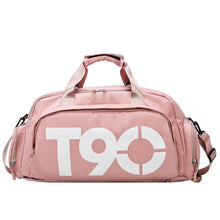 Load image into Gallery viewer, Sports Fitness Bag Large Capacity Luggage Bag Dry Wet Separation With Shoes Position Hand-Held Backpack Travel Bag, Pink White, Pink Yellow, Black and White, Black Yellow, Blue and White, Blue Yellow, Deep Blue White, Dark Blue Yellow, Red White       ...