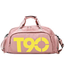 Load image into Gallery viewer, Sports Fitness Bag Large Capacity Luggage Bag Dry Wet Separation With Shoes Position Hand-Held Backpack Travel Bag, Pink White, Pink Yellow, Black and White, Black Yellow, Blue and White, Blue Yellow, Deep Blue White, Dark Blue Yellow, Red White       ...