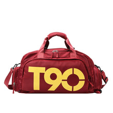Load image into Gallery viewer, Sports Fitness Bag Large Capacity Luggage Bag Dry Wet Separation With Shoes Position Hand-Held Backpack Travel Bag, Pink White, Pink Yellow, Black and White, Black Yellow, Blue and White, Blue Yellow, Deep Blue White, Dark Blue Yellow, Red White       ...