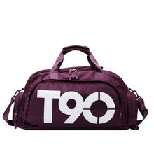 Load image into Gallery viewer, Sports Fitness Bag Large Capacity Luggage Bag Dry Wet Separation With Shoes Position Hand-Held Backpack Travel Bag, Pink White, Pink Yellow, Black and White, Black Yellow, Blue and White, Blue Yellow, Deep Blue White, Dark Blue Yellow, Red White       ...