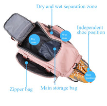 Load image into Gallery viewer, Sports Fitness Bag Large Capacity Luggage Bag Dry Wet Separation With Shoes Position Hand-Held Backpack Travel Bag, Pink White, Pink Yellow, Black and White, Black Yellow, Blue and White, Blue Yellow, Deep Blue White, Dark Blue Yellow, Red White       ...