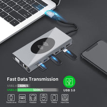 Load image into Gallery viewer, BX15W USB HUB Type-C Docking Station with Wireless Charge Function, BX15W