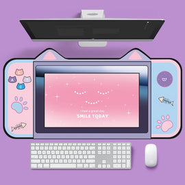 Cute Cat Ear Computer Keyboard Desk Pad Mouse Pad, 400 x 800 x 2mm