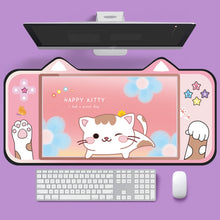 Load image into Gallery viewer, Cute Cat Ear Computer Keyboard Desk Pad Mouse Pad, 400 x 800 x 3mm, 400 x 800 x 2mm