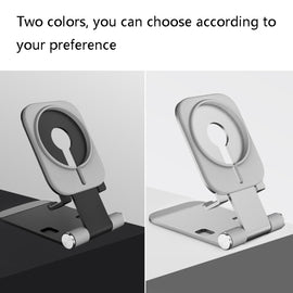 Magsafe Wireless Charging Stand Aluminum Alloy Folding Desktop Live Bracket, Silver, Dark Gray