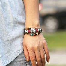 Load image into Gallery viewer, BX016 Retro Personality Leather Beaded Bracelet, Black Leather+Ancient Silver Accessories, Red Leather++Ancient Silver Accessories, White Leather+Bronze Accessories, Light Brown Leather+Bronze Accessories