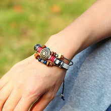 Load image into Gallery viewer, BX016 Retro Personality Leather Beaded Bracelet, Black Leather+Ancient Silver Accessories, Red Leather++Ancient Silver Accessories, White Leather+Bronze Accessories, Light Brown Leather+Bronze Accessories