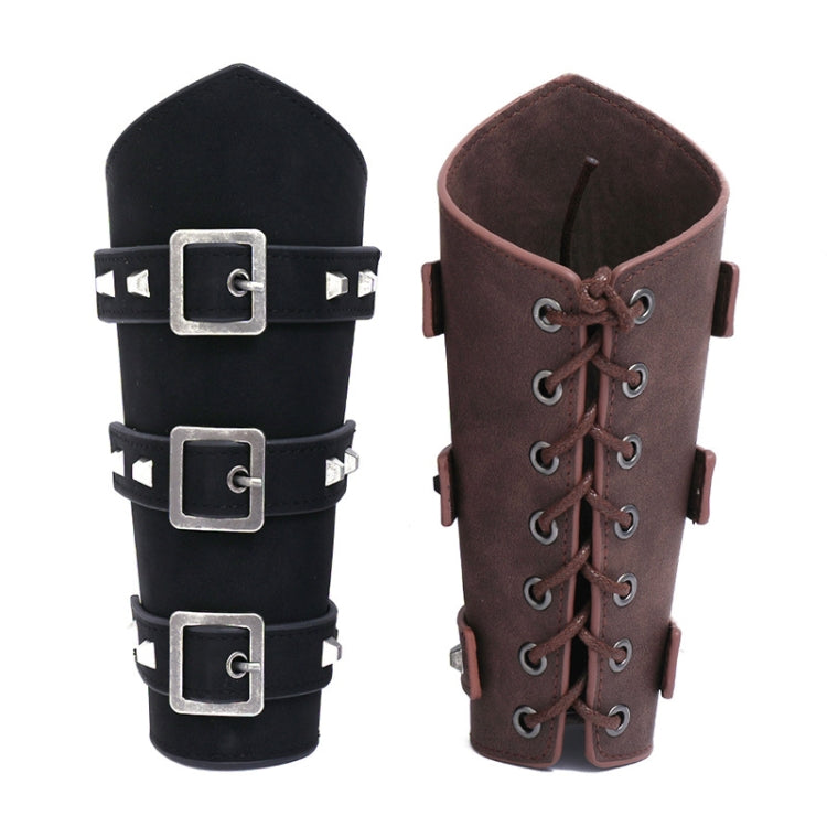 P01994 Men Leather Bracer Personality Punk Riding Arm Guard