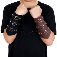 Load image into Gallery viewer, P01994 Men Leather Bracer Personality Punk Riding Arm Guard