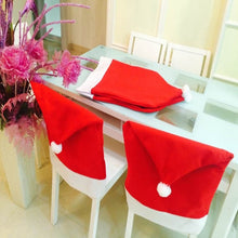 Load image into Gallery viewer, Chair Back Cover Santa Clause Red Hat for Home New Year Decor, Santa Clause