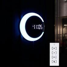 Load image into Gallery viewer, LED Mirror Hollow Wall Clock 7-color Switch Electronic Digital Display Wall Clock, Hollow Wall Clock