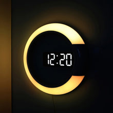 Load image into Gallery viewer, LED Mirror Hollow Wall Clock 7-color Switch Electronic Digital Display Wall Clock, Hollow Wall Clock