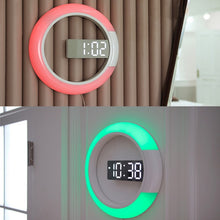 Load image into Gallery viewer, LED Mirror Hollow Wall Clock 7-color Switch Electronic Digital Display Wall Clock, Hollow Wall Clock