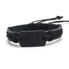 Load image into Gallery viewer, B01916 Men Leather Wolf Head Woven Bracelet, B01916