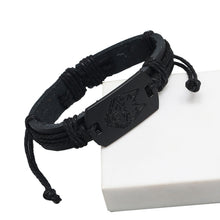 Load image into Gallery viewer, B01916 Men Leather Wolf Head Woven Bracelet, B01916
