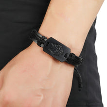 Load image into Gallery viewer, B01916 Men Leather Wolf Head Woven Bracelet, B01916