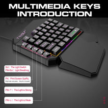 Load image into Gallery viewer, T-WOLF Mobile Gaming One-Handed Keyboard，Specification：, T19 Keyboard, TF-900 Set, Keyboard + Mouse + Throne