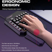 Load image into Gallery viewer, T-WOLF Mobile Gaming One-Handed Keyboard，Specification：, T19 Keyboard, TF-900 Set, Keyboard + Mouse + Throne