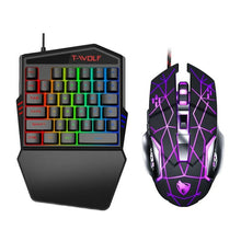 Load image into Gallery viewer, T-WOLF Mobile Gaming One-Handed Keyboard，Specification：, T19 Keyboard, TF-900 Set, Keyboard + Mouse + Throne
