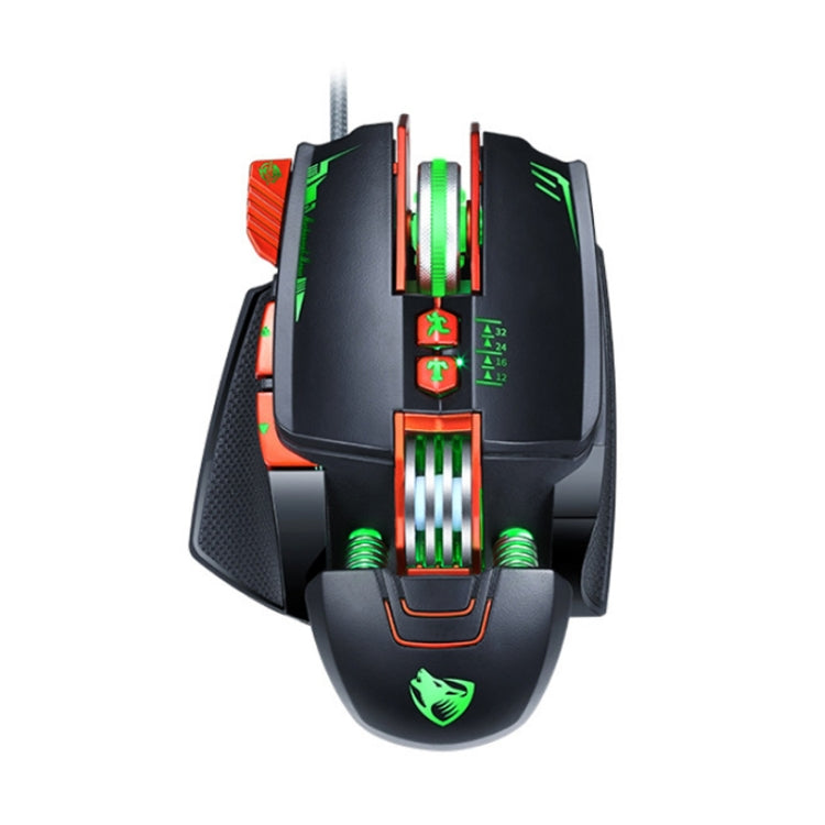 T-WOLF V9 8 Keys 3200 DPI Gaming Macro Definition Mechanical Wired Mouse, Black, Silver
