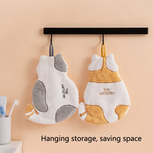 Load image into Gallery viewer, Home Kitchen Bathroom Cute Cat Hand Towel, Yellow, Grey