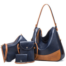 Load image into Gallery viewer, 21506 4 in 1 Simple Color-Block Diagonal Handbags Fashion Large Capacity Soft Leather Bags, Navy Blue, Black, Dark Grey, Pink, Brown