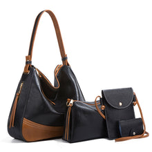 Load image into Gallery viewer, 21506 4 in 1 Simple Color-Block Diagonal Handbags Fashion Large Capacity Soft Leather Bags, Navy Blue, Black, Dark Grey, Pink, Brown