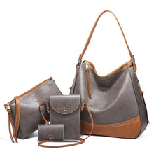 Load image into Gallery viewer, 21506 4 in 1 Simple Color-Block Diagonal Handbags Fashion Large Capacity Soft Leather Bags, Navy Blue, Black, Dark Grey, Pink, Brown