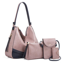 Load image into Gallery viewer, 21506 4 in 1 Simple Color-Block Diagonal Handbags Fashion Large Capacity Soft Leather Bags, Navy Blue, Black, Dark Grey, Pink, Brown