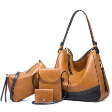 Load image into Gallery viewer, 21506 4 in 1 Simple Color-Block Diagonal Handbags Fashion Large Capacity Soft Leather Bags, Navy Blue, Black, Dark Grey, Pink, Brown