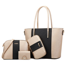 Load image into Gallery viewer, 20822 4 in 1 Fashion Diagonal Handbags PU Large-Capacity Bag, Black Gold, Pink White, Blue Black, Black White
