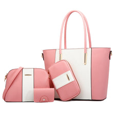 Load image into Gallery viewer, 20822 4 in 1 Fashion Diagonal Handbags PU Large-Capacity Bag, Black Gold, Pink White, Blue Black, Black White