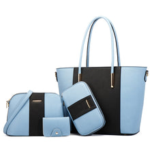 Load image into Gallery viewer, 20822 4 in 1 Fashion Diagonal Handbags PU Large-Capacity Bag, Black Gold, Pink White, Blue Black, Black White
