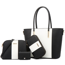 Load image into Gallery viewer, 20822 4 in 1 Fashion Diagonal Handbags PU Large-Capacity Bag, Black Gold, Pink White, Blue Black, Black White