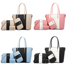 Load image into Gallery viewer, 20822 4 in 1 Fashion Diagonal Handbags PU Large-Capacity Bag, Black Gold, Pink White, Blue Black, Black White