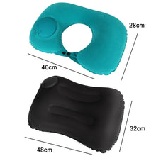 Load image into Gallery viewer, Travel Inflatable Press U-Shaped Neck Guard Pillow, Flocked U009-01（Peacock Green ）, Flocked U009-03（Light Gray）, Flocked U009-04（Medium Blue）, Flocked U009-02（Rose Red）, Flocked U009-05（Dark Blue）, Flocked U009-060（Sky Blue）, Flocked U009-070（Orange） ...