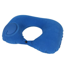 Load image into Gallery viewer, Travel Inflatable Press U-Shaped Neck Guard Pillow, Flocked U009-01（Peacock Green ）, Flocked U009-03（Light Gray）, Flocked U009-04（Medium Blue）, Flocked U009-02（Rose Red）, Flocked U009-05（Dark Blue）, Flocked U009-060（Sky Blue）, Flocked U009-070（Orange） ...