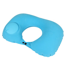 Load image into Gallery viewer, Travel Inflatable Press U-Shaped Neck Guard Pillow, Flocked U009-01（Peacock Green ）, Flocked U009-03（Light Gray）, Flocked U009-04（Medium Blue）, Flocked U009-02（Rose Red）, Flocked U009-05（Dark Blue）, Flocked U009-060（Sky Blue）, Flocked U009-070（Orange） ...