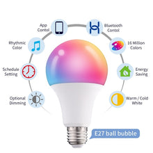 Load image into Gallery viewer, 2 PCS Tuya TY-10W RGB+CCT Bluetooth Mobile Phone Control Smart LED Bulb Ball