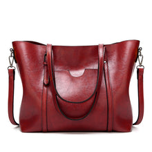 Load image into Gallery viewer, 888-G9 Oil Wax Leather All-Match Fashion Handbag, Wine Red, Khaki, Green, Navy Blue, Black, Dark Grey, Deep Purple, Pink