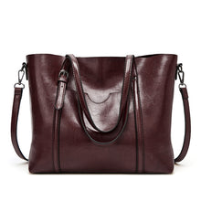 Load image into Gallery viewer, 888-G9 Oil Wax Leather All-Match Fashion Handbag, Wine Red, Khaki, Green, Navy Blue, Black, Dark Grey, Deep Purple, Pink