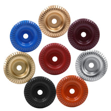 Load image into Gallery viewer, Woodworking Sanding Plastic Stab Discs Hard Round Grinding Wheels For Angle Grinders, 100mm Rose Gold Curved, 100mm Black Curved, 100mm Wine Red Curved, 100mm Orange Curved, 100mm Silver Curved, 100mm Red Curved, 100mm Blue Curved, 100mm Golden Curved ...