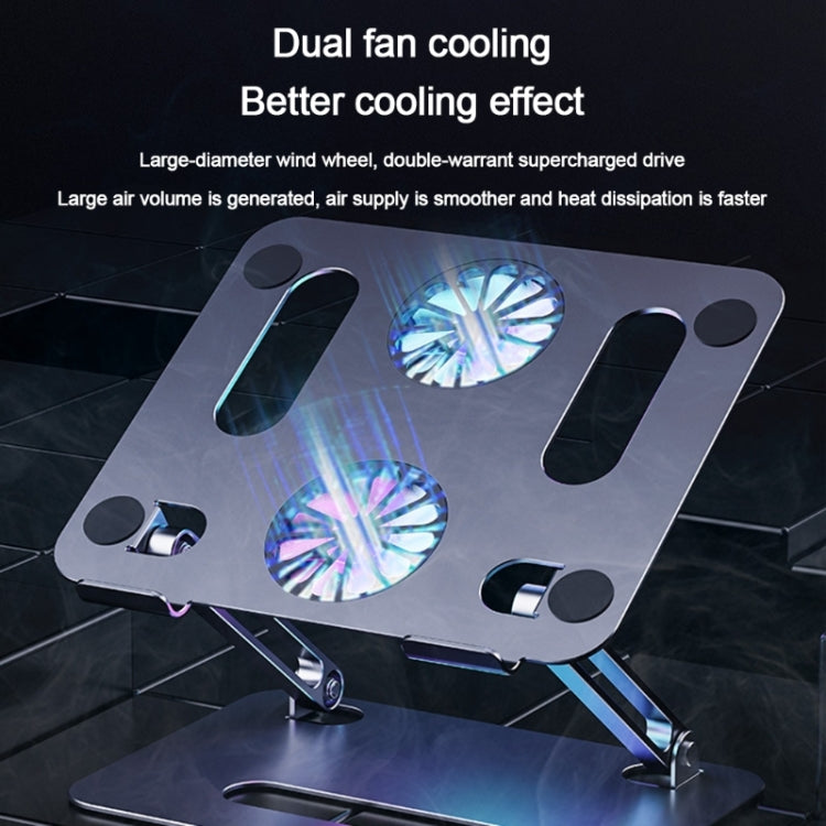 BONERUY P43F Aluminum Alloy Folding Computer Stand Notebook Cooling Stand, Silver, Grey, Silver with Type-C Cable, Gray with Type-C Cable