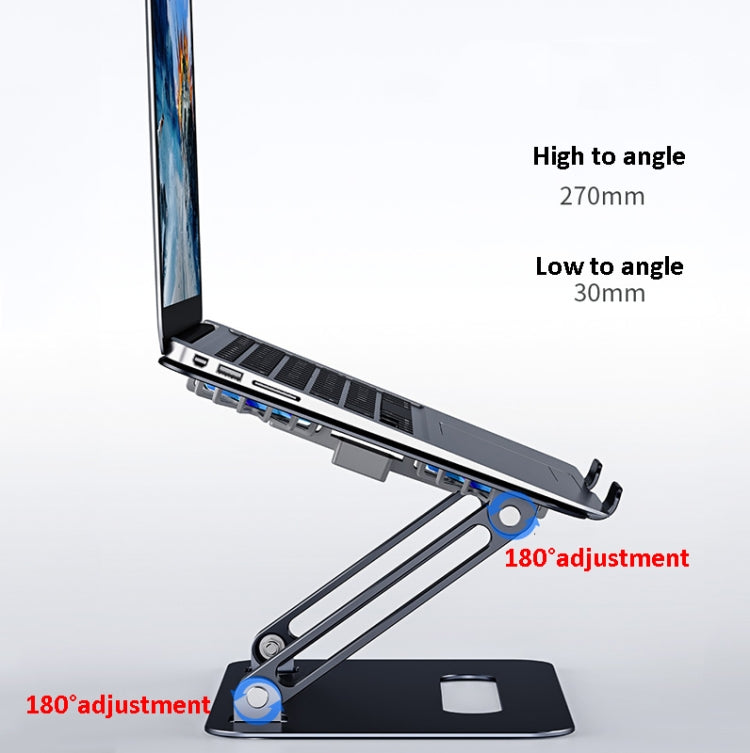 BONERUY P43F Aluminum Alloy Folding Computer Stand Notebook Cooling Stand, Silver, Grey, Silver with Type-C Cable, Gray with Type-C Cable